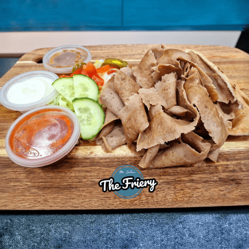 A Succulent doner kebab with sauce and sides served at The Friery in Edinburgh.
